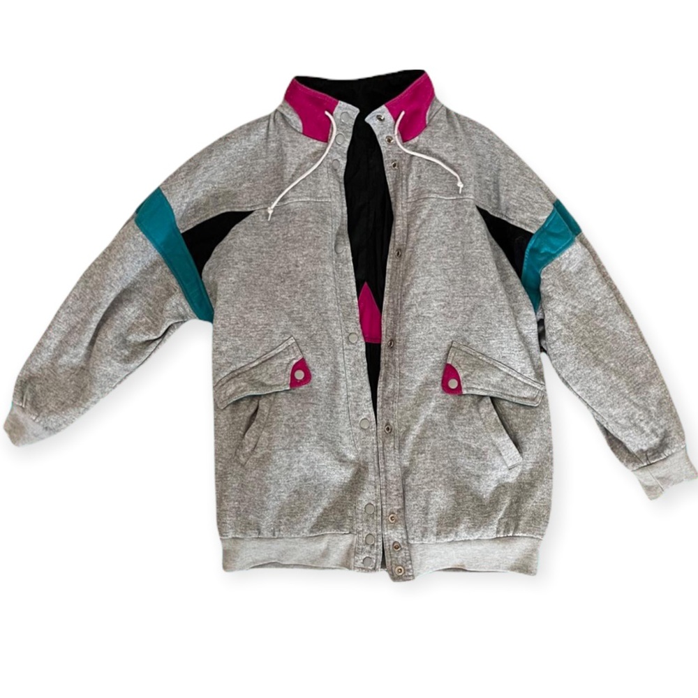 VINTAGE Be In The Current Seen 80s Color Block Reversible Windbreaker